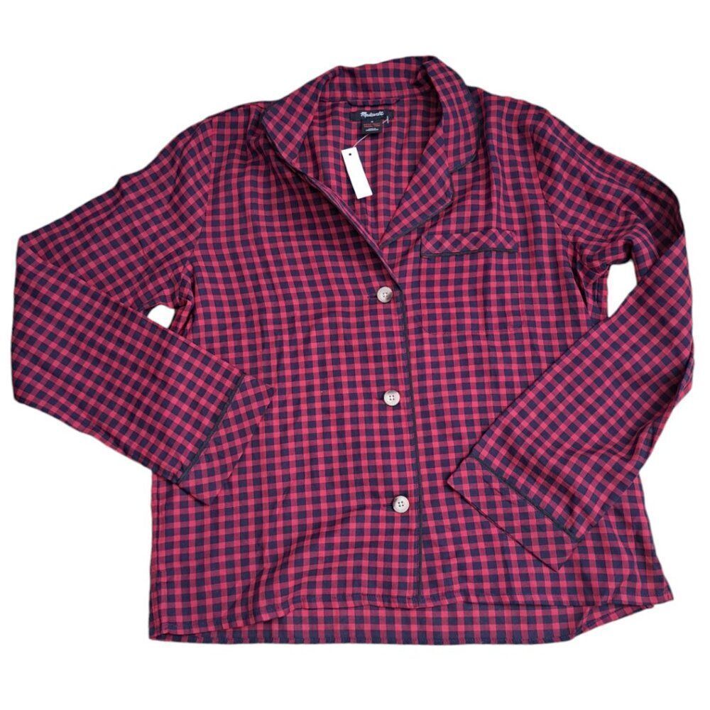 Madewell Women's Buffalo Plaid Long Sleeve Cotton Pajama Top Sz Medium